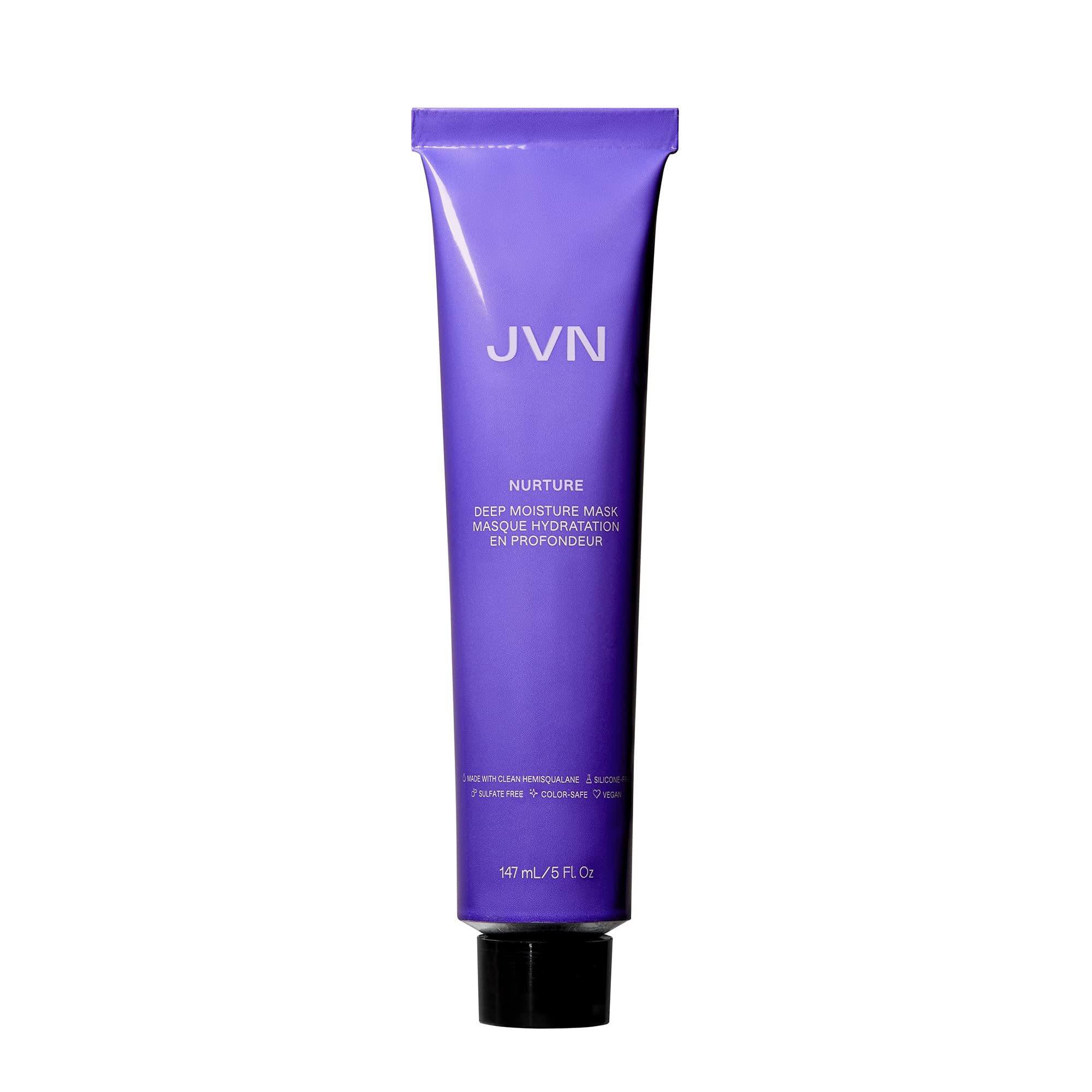 JVN Nurture Deep Moisture Mask bottle close for deep hydration and smoothness.
