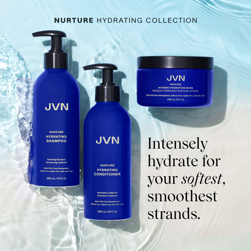 JVN Nurture Hydrating Shampoo panthenol ingredient close-up fortifying hair
