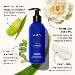 JVN Nurture Hydrating Shampoo poured into hand for scalp hydration