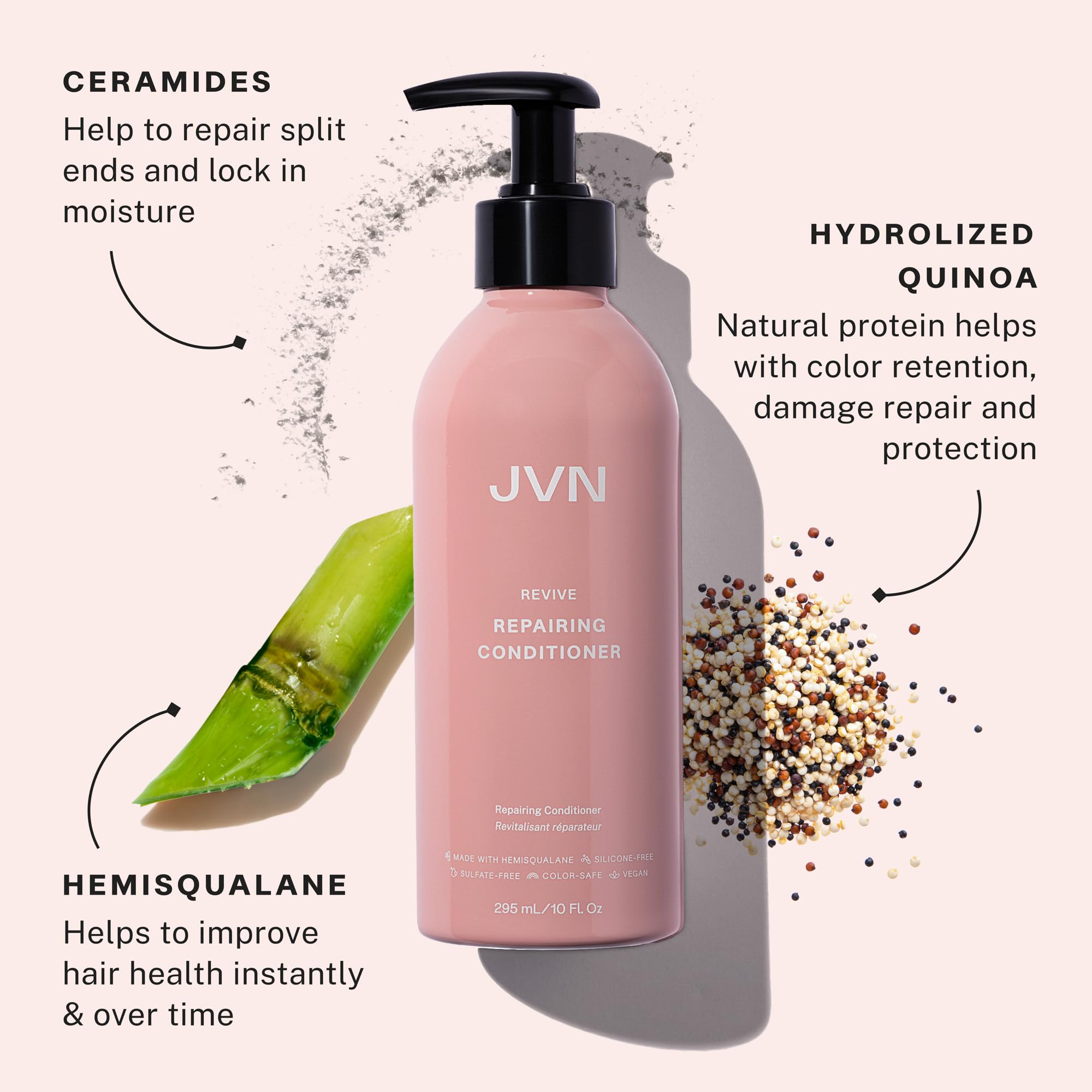 JVN Repair Essentials Set packaging highlighting the three step routine for damaged hair