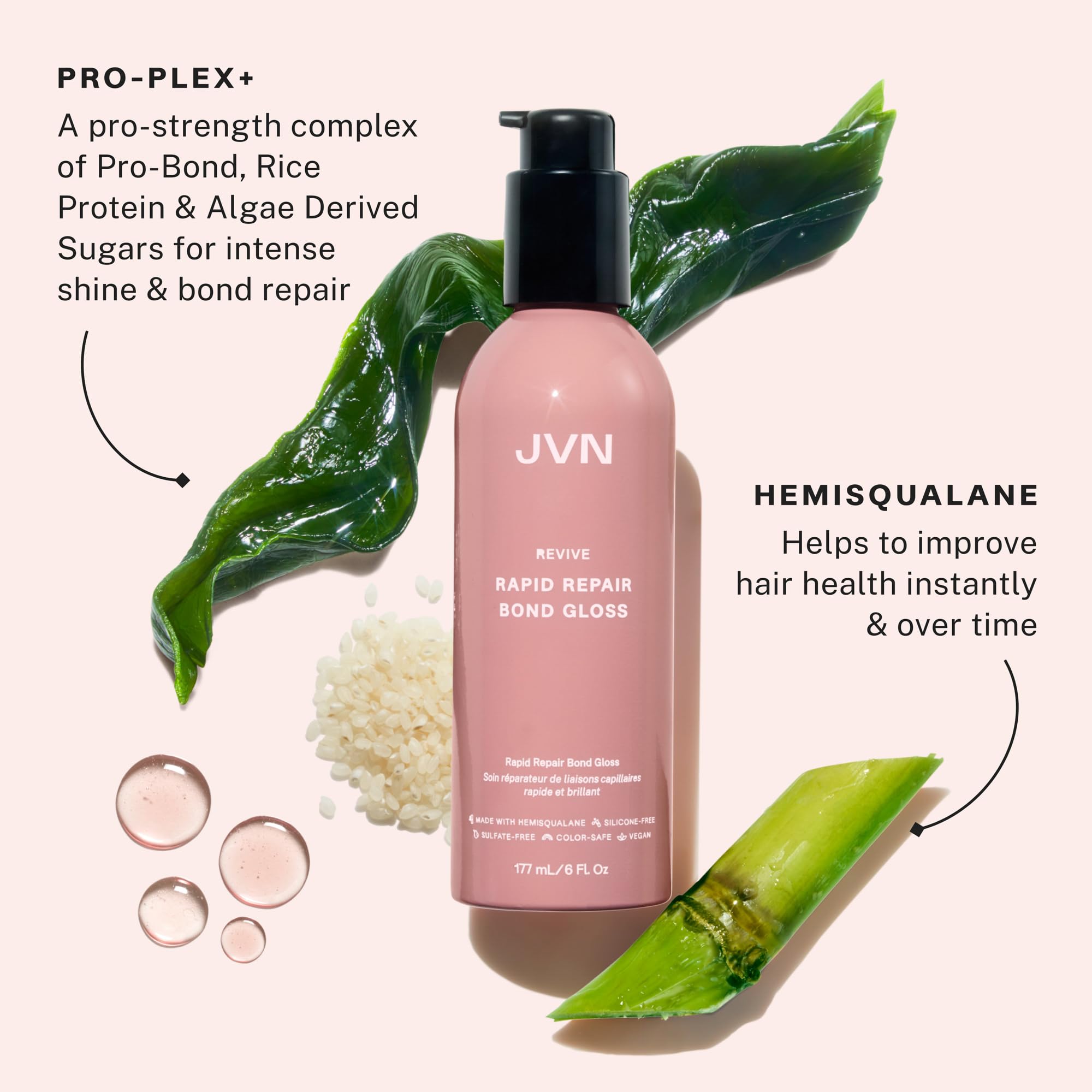 JVN Revive ceramides and jojoba esters closeup emphasizing plant based repair ingredients