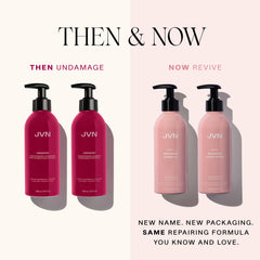 JVN Revive Repairing Conditioner pump showing easy application for damaged hair care