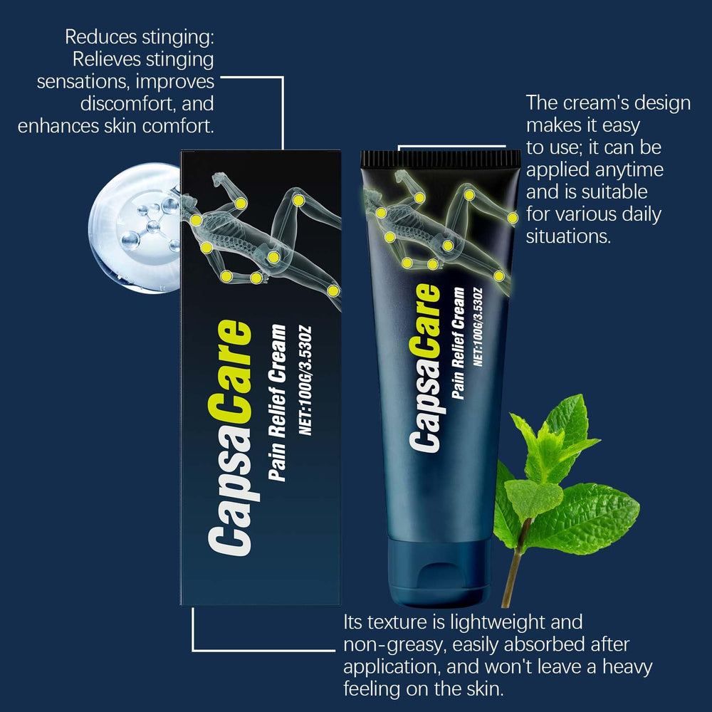 JVXZTO Capsacare packaging highlights portable 3.5 oz tube.