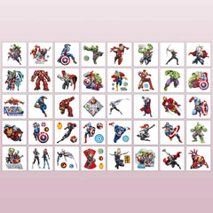 Avengers tattoo sheets for kids party favors with bright playful designs by JXJMYU