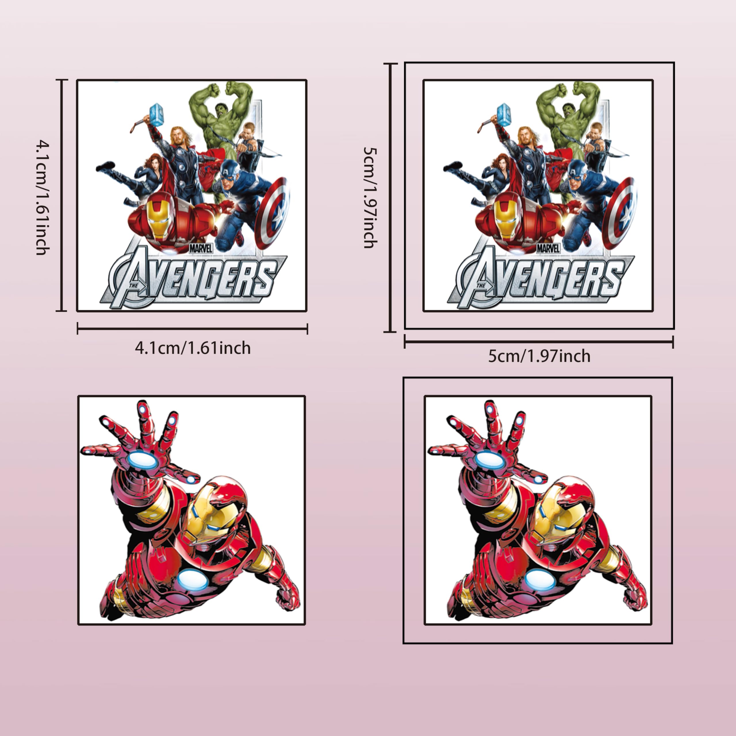 Avengers temporary tattoos cut-out designs ready for quick application by JXJMYU