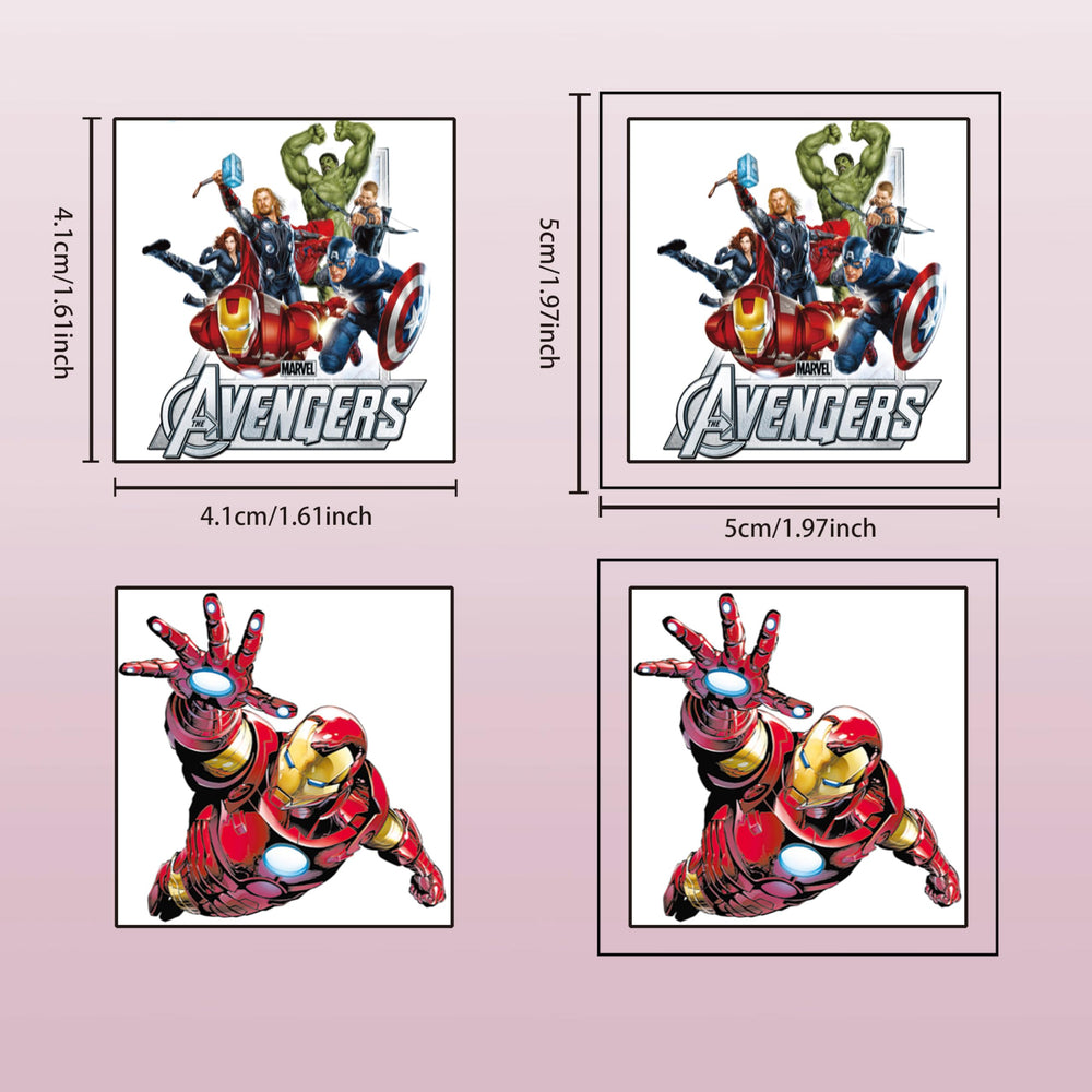Avengers temporary tattoos cut-out designs ready for quick application by JXJMYU
