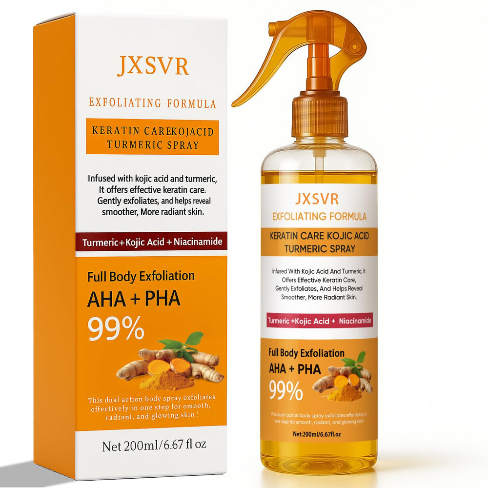 JXSVR Body Turmeric Spray bottle front view highlighting sleek packaging for daily use.