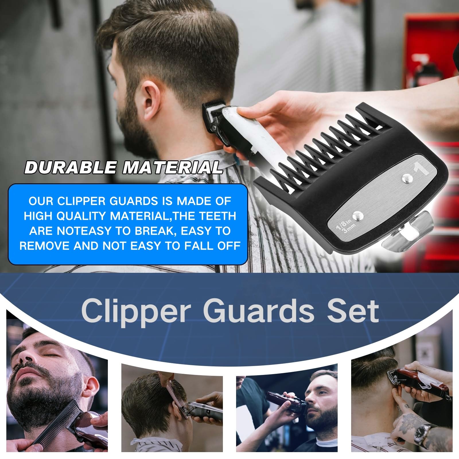 Durable nylon teeth on JYMBER guards for daily barber use