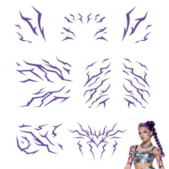 JYOVQXF purple Rumi tattoo sheet on the face for bold cosplay inspiration.