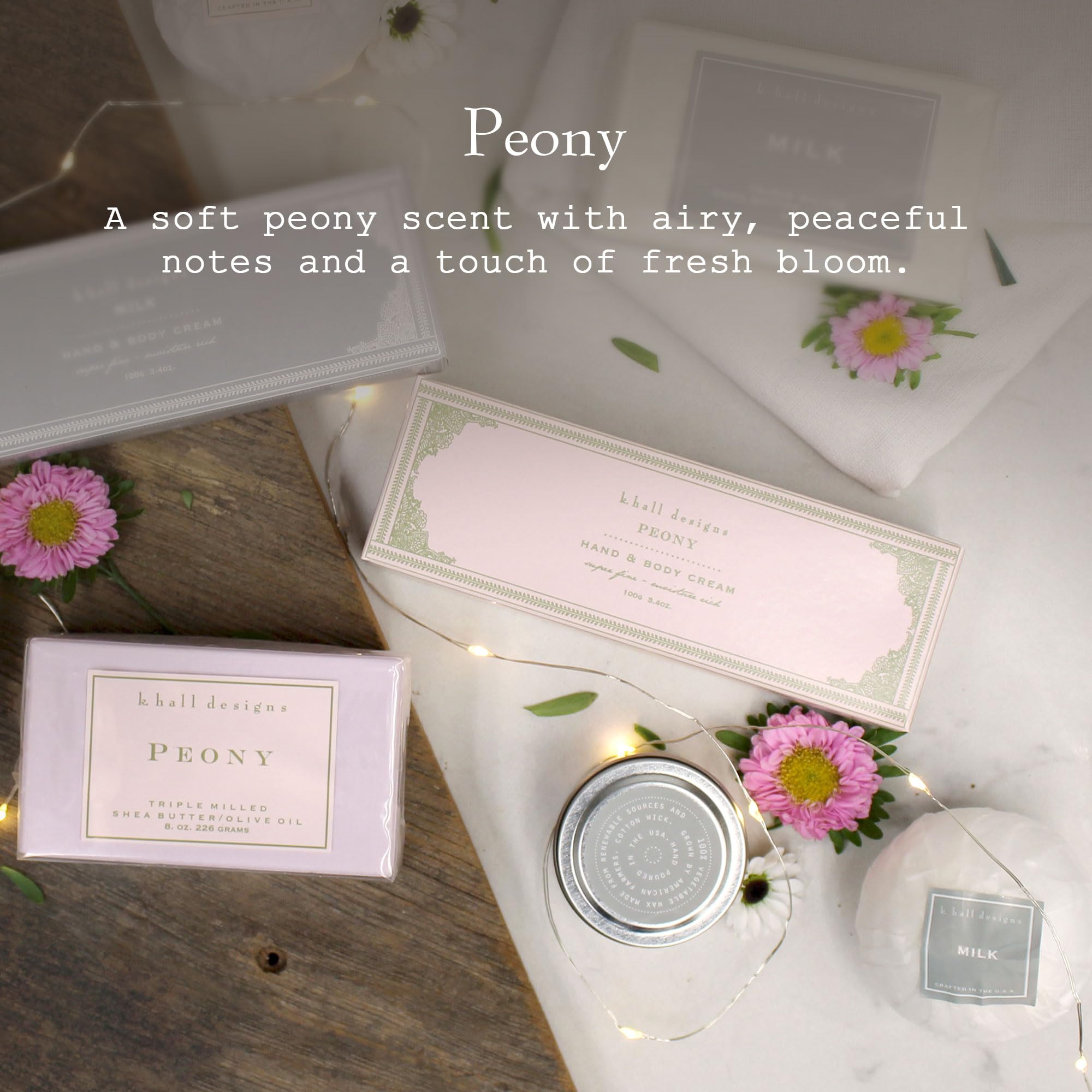 Peony hand cream gift box, ideal for travel and gifting.