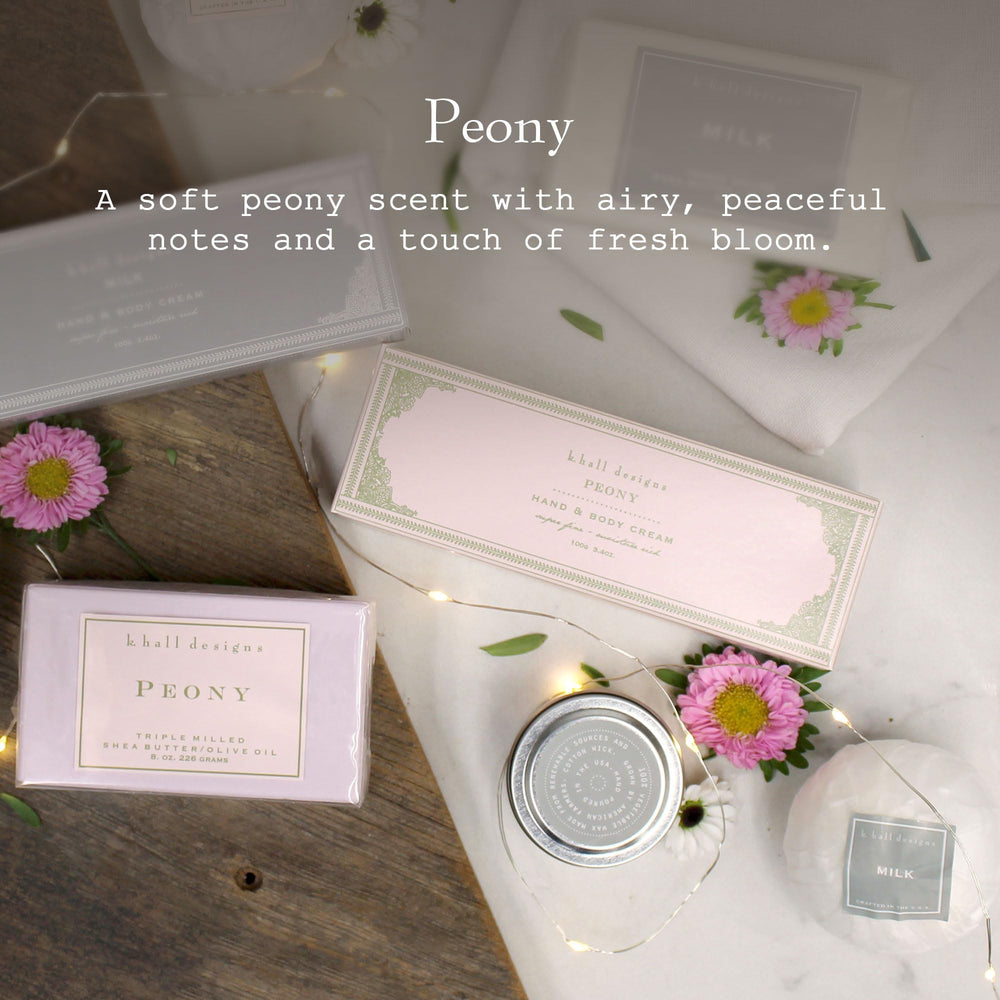 Peony hand cream gift box, ideal for travel and gifting.