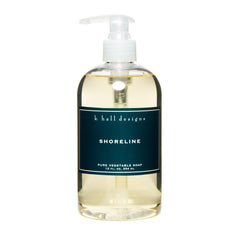 K. Hall Designs Shoreline bottle label highlights ocean-inspired scent for daily cleansing.
