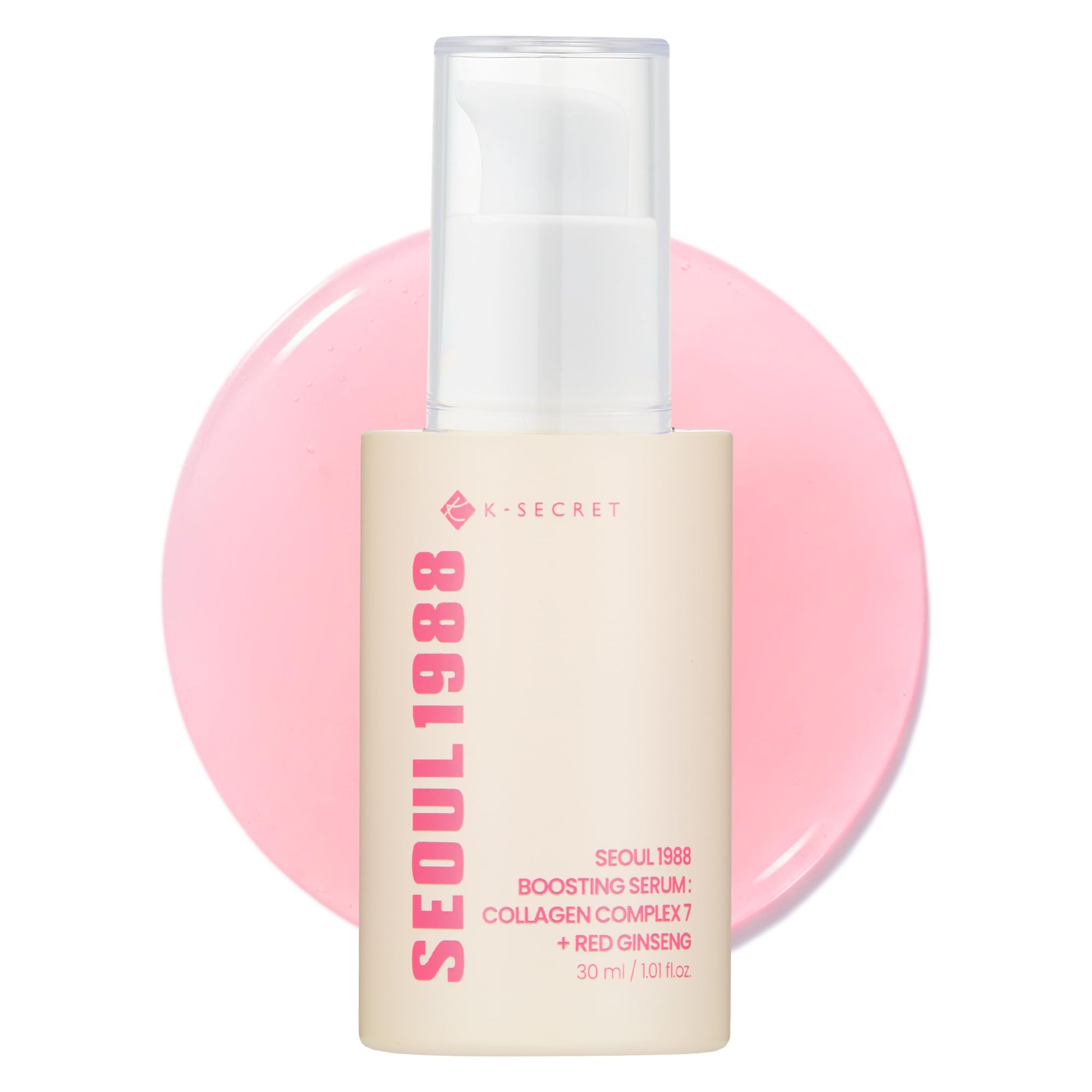 K-SECRET SEOUL 1988 serum bottle close-up highlighting hydration benefits