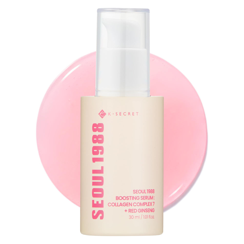 K-SECRET SEOUL 1988 serum bottle close-up highlighting hydration benefits