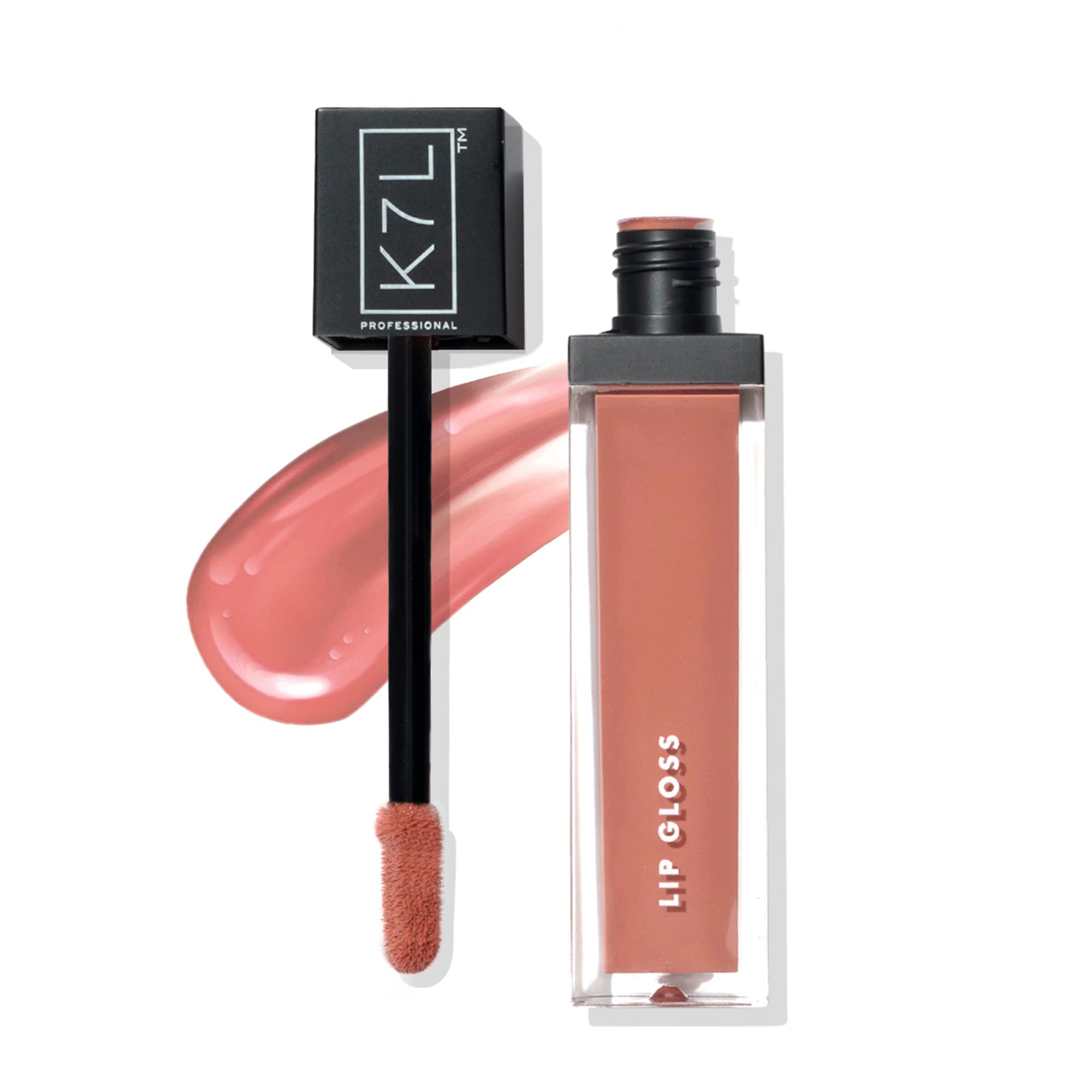 K7L Dark Pink Lip Gloss swatch on skin highlighting rich color