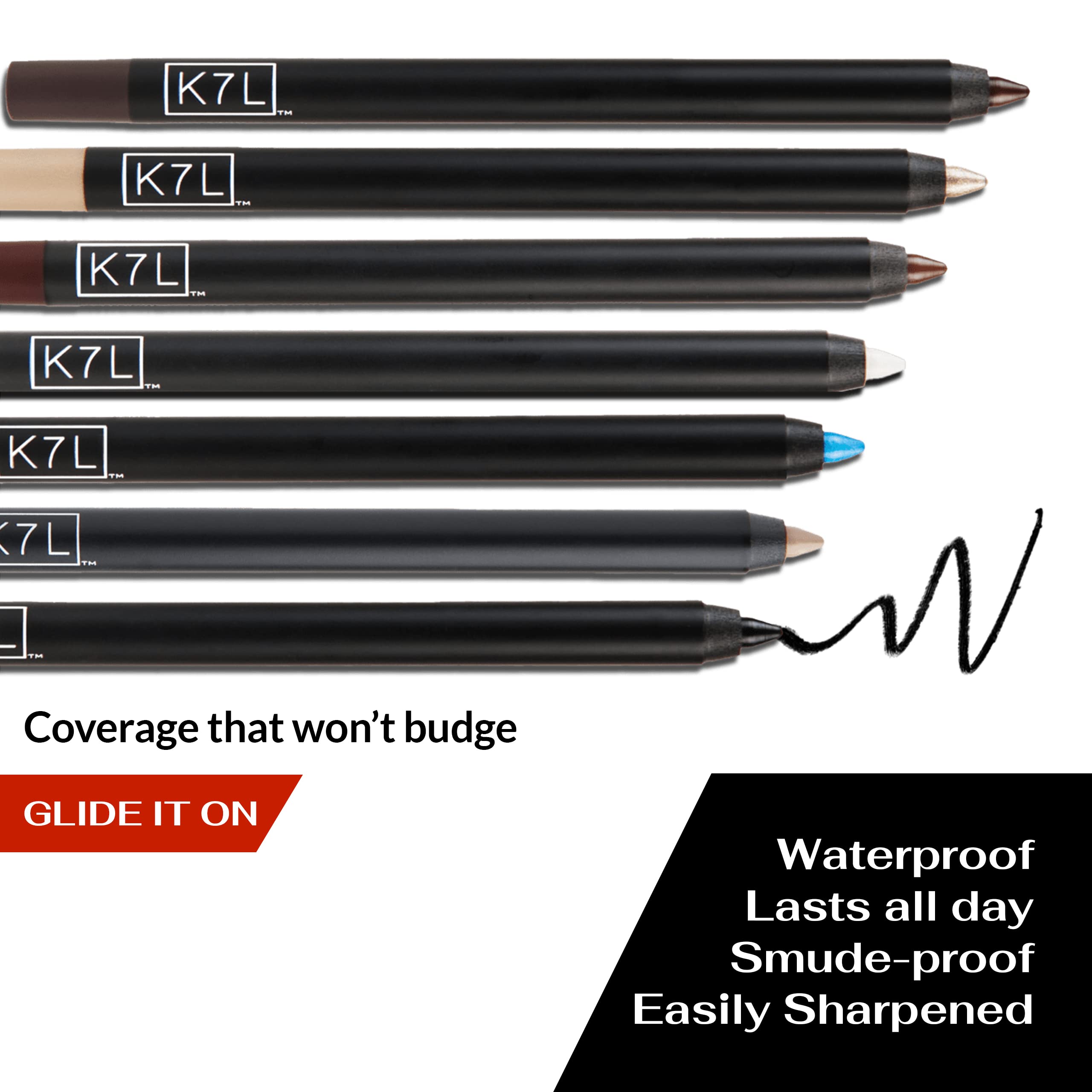 K7L Eyeliner Creamy Nude smudge-proof test on skin.