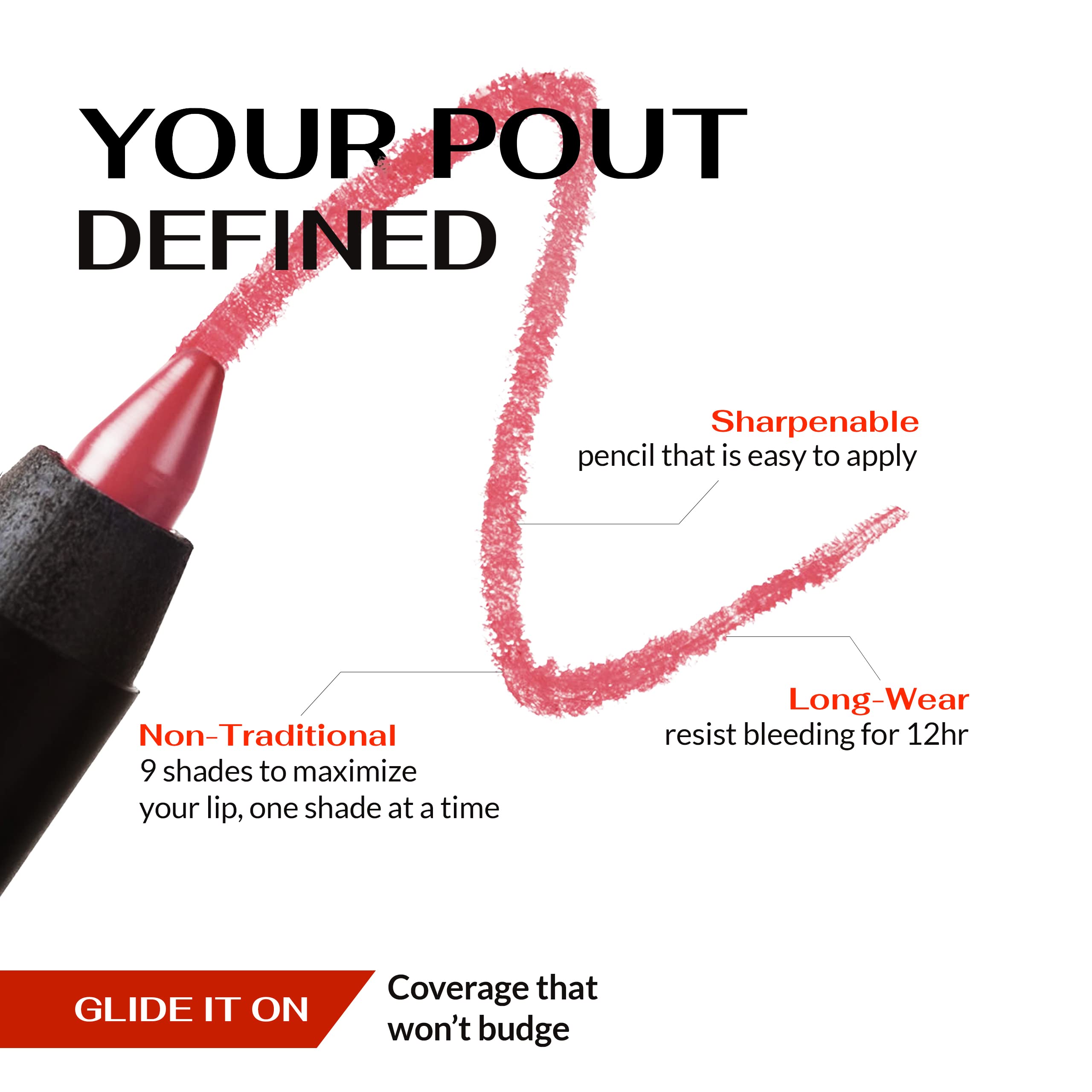 K7L Pink Lip Crayon bold pink color defines the pout all day