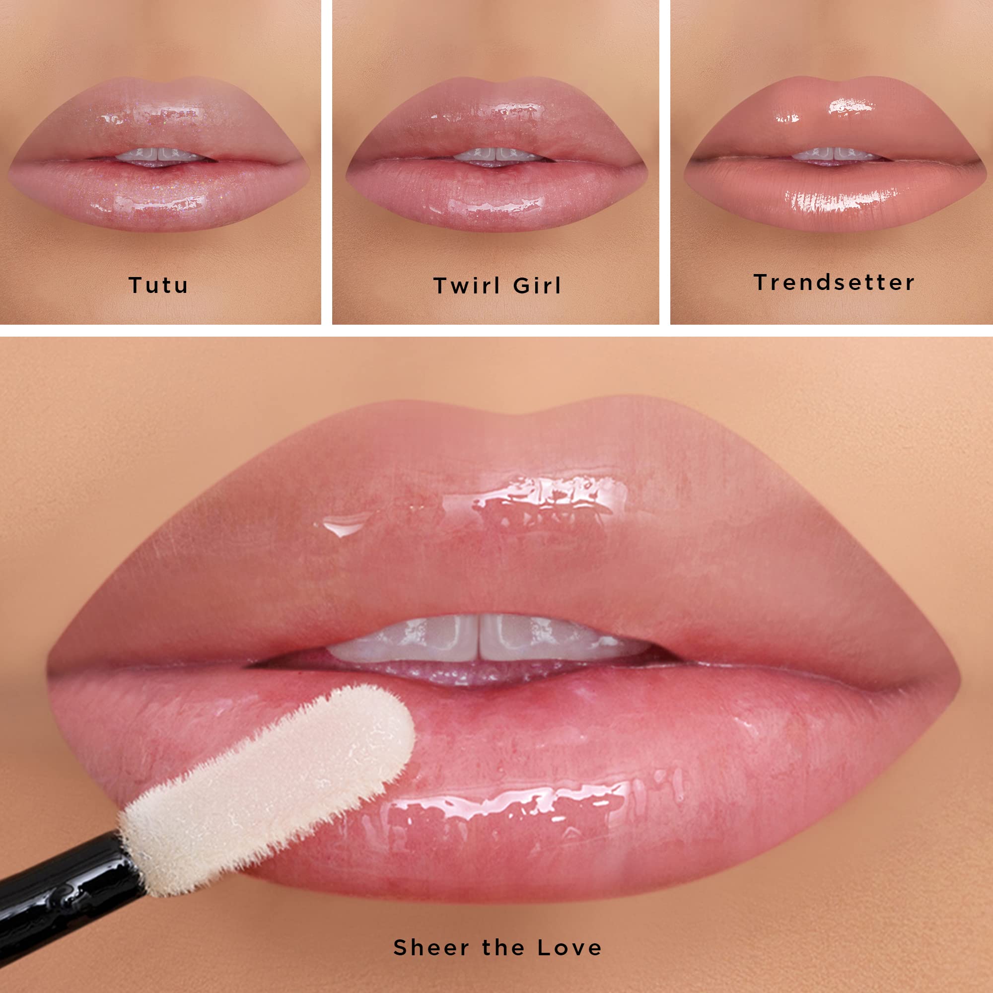 K7L Rose Pink Lip Gloss on lips with brilliant shine