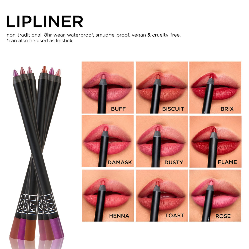 K7L Rustic Brown Lip Crayon close-up tip highlighting precise, no-drag application.