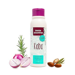 Kaba Red Onion Shampoo bottle front view for daily scalp cleansing and vitality.