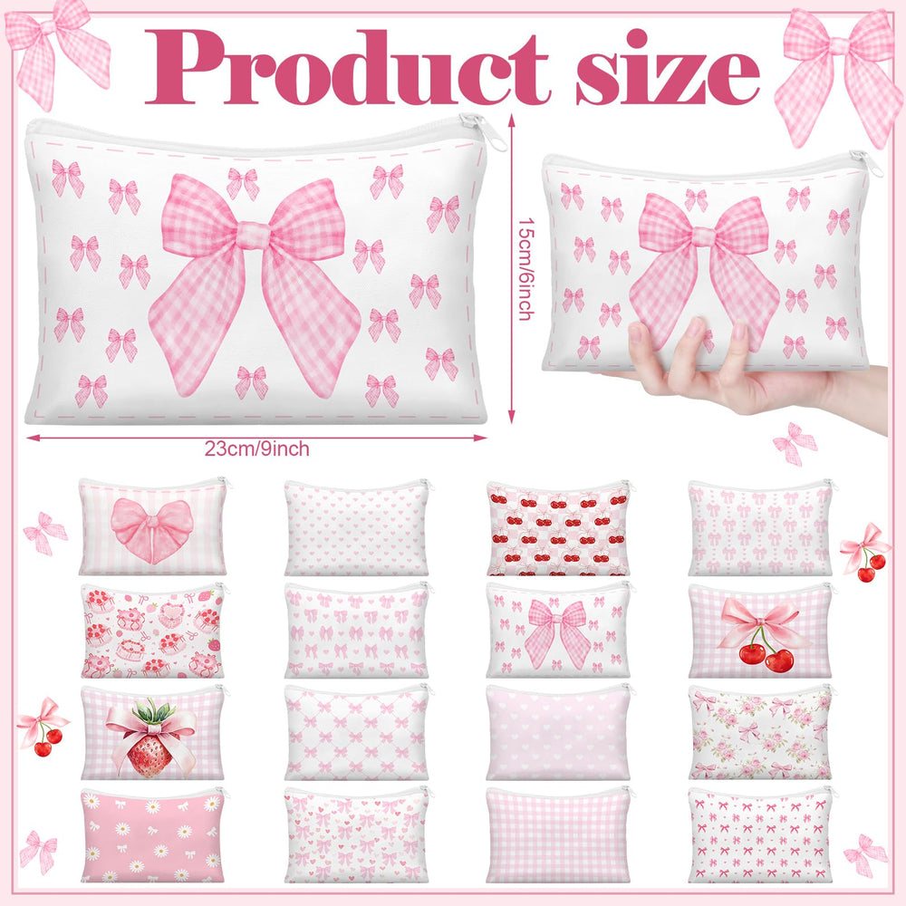 Kacctyen travel-ready pink bow bag in durable canvas for daily use.