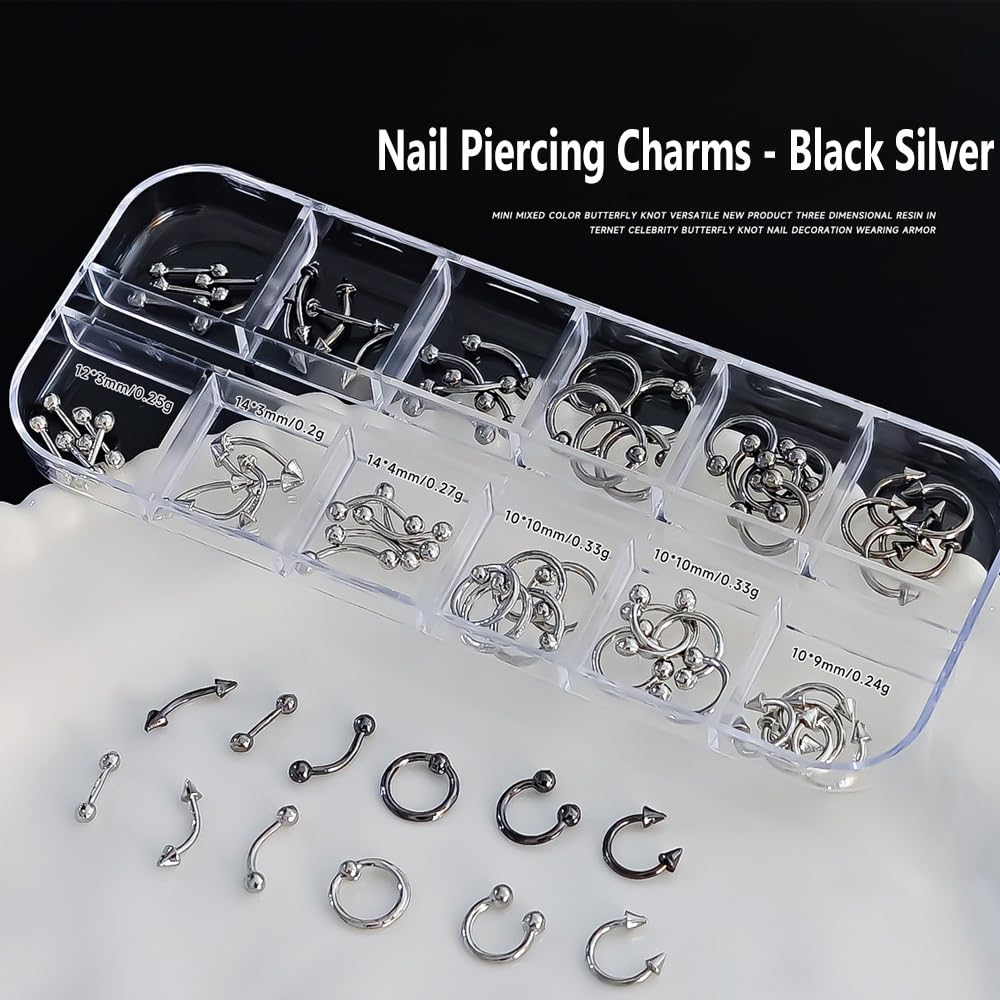 KACHIMOO metal studs close-up showcasing punk shapes for DIY nail decor.