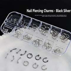 KACHIMOO metal studs close-up showcasing punk shapes for DIY nail decor.