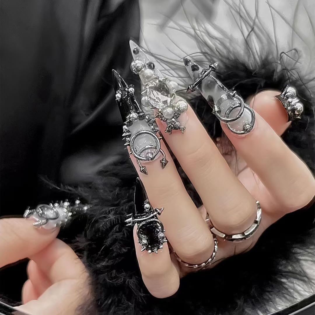 KACHIMOO edgy rivets and piercings for bold nail art.