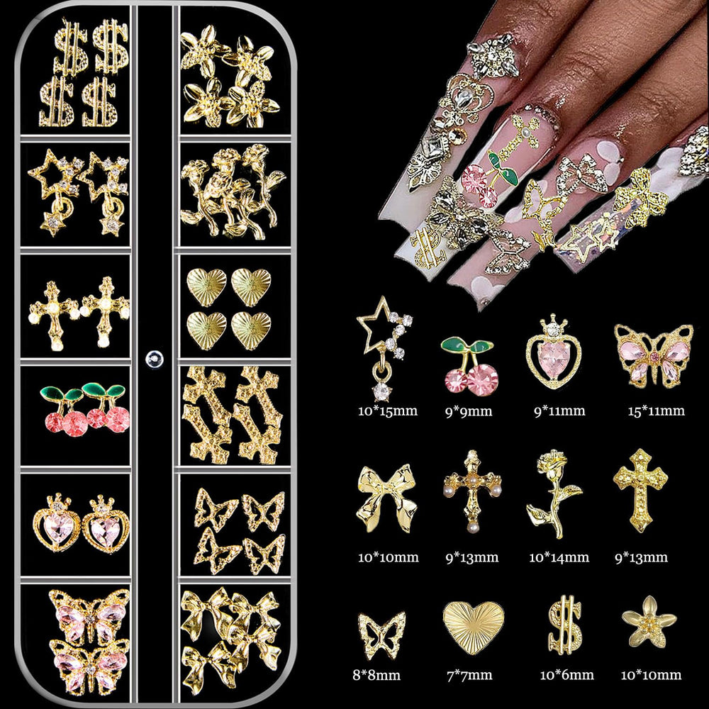 KACHIMOO pink nail art charms add playful shimmer to daily manicures.