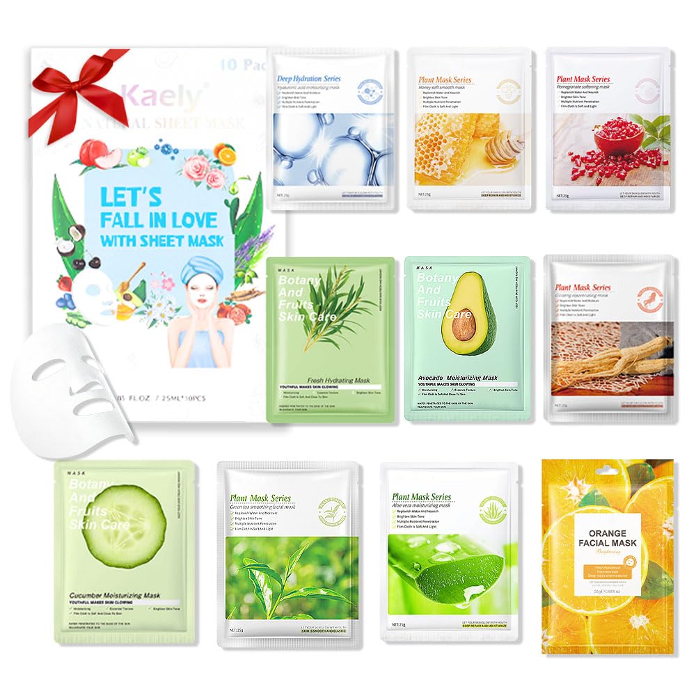 Kaely 10-pack kids face masks set for gentle hydration at home.