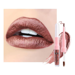 Kaely 2in1 brown metallic lipstick and lip liner dual-ended for precise, long-lasting definition.