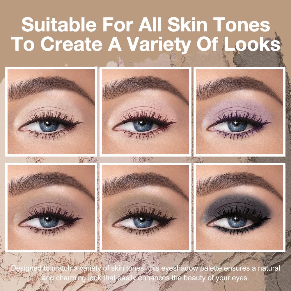 Kaely mini palette natural matte shades create versatile smoky eye with subtle depth.
