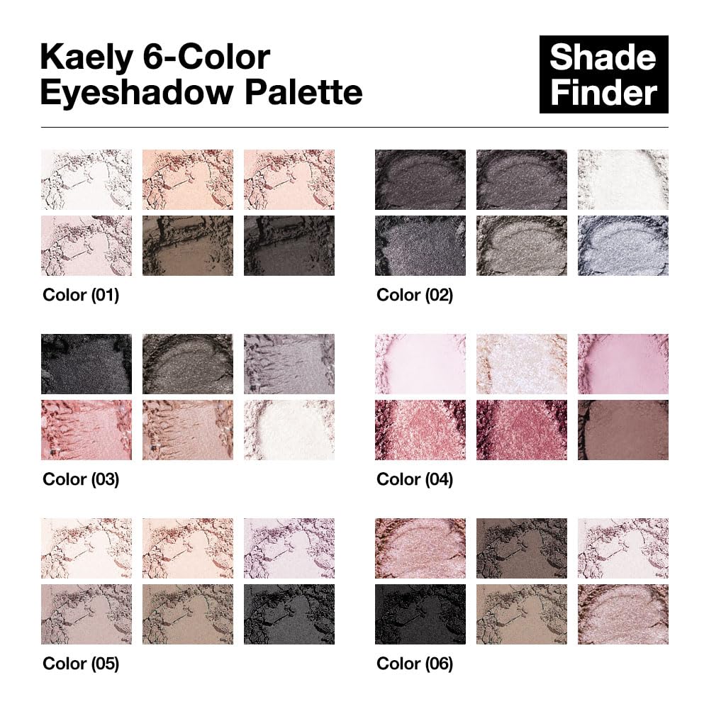 Kaely 6-color mini nude smoky palette packaging and compact case.