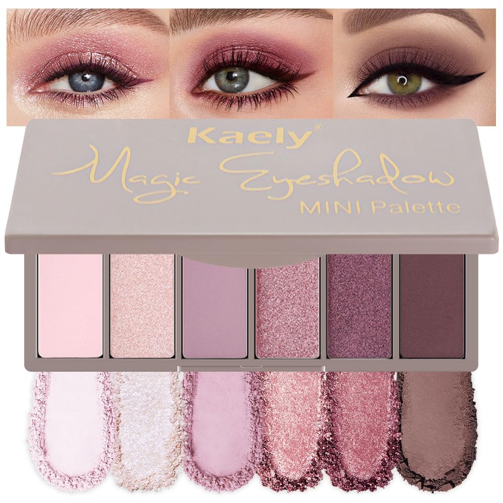 Kaely 6 Colors Mini Rose Pink Palette closeup showing rich pigment and smooth glide