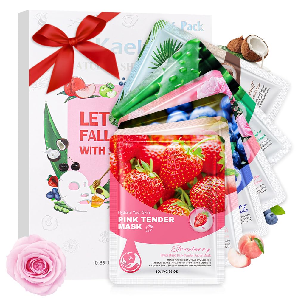 Kaely 6-pack variety face masks for kids in colorful packaging for a playful skincare routine.