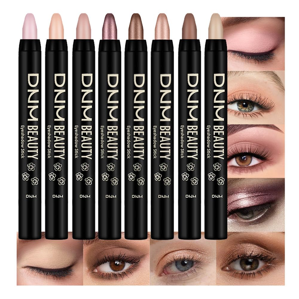 Kaely 8pc Cream Eye Shadow Sticks Set with versatile matte and shimmer shades.