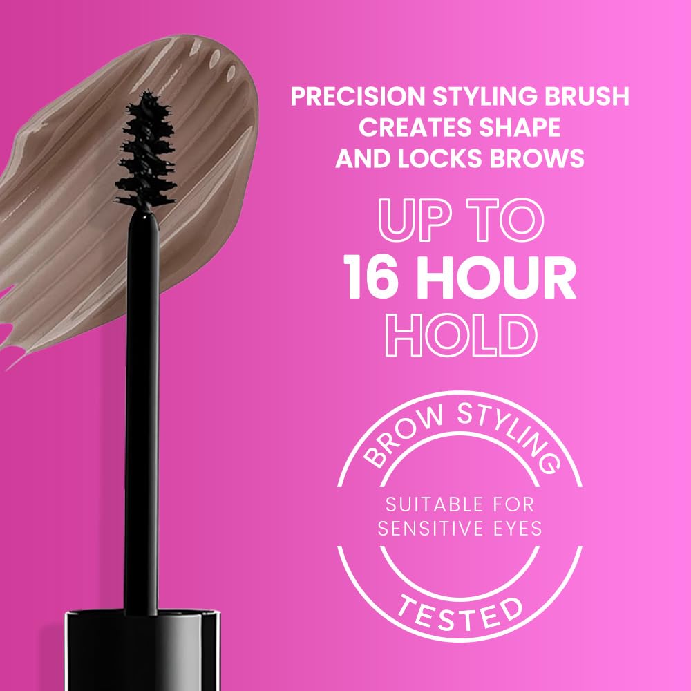 Taupe shade swatch on skin featuring Kaely Brow Glue for versatile day-to-night use
