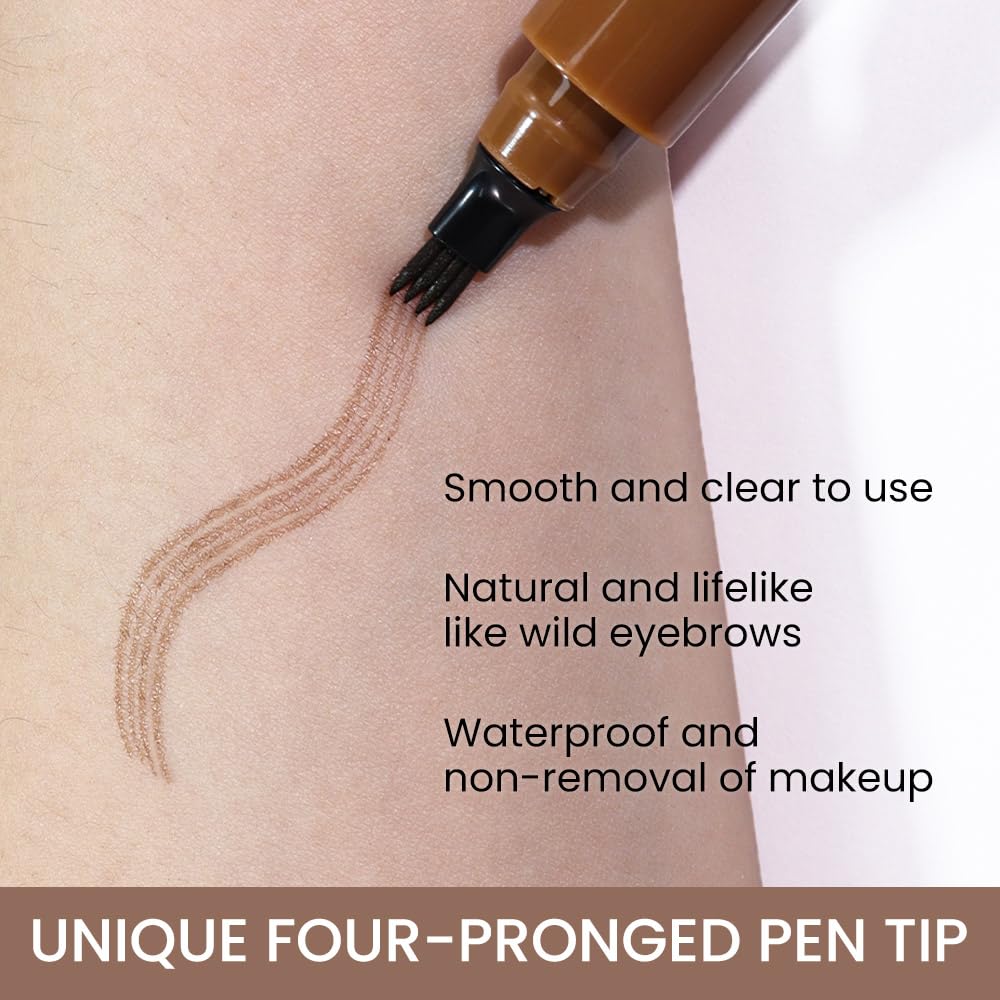 Kaely brow-pen natural finish swatch on skin highlights pigment depth.