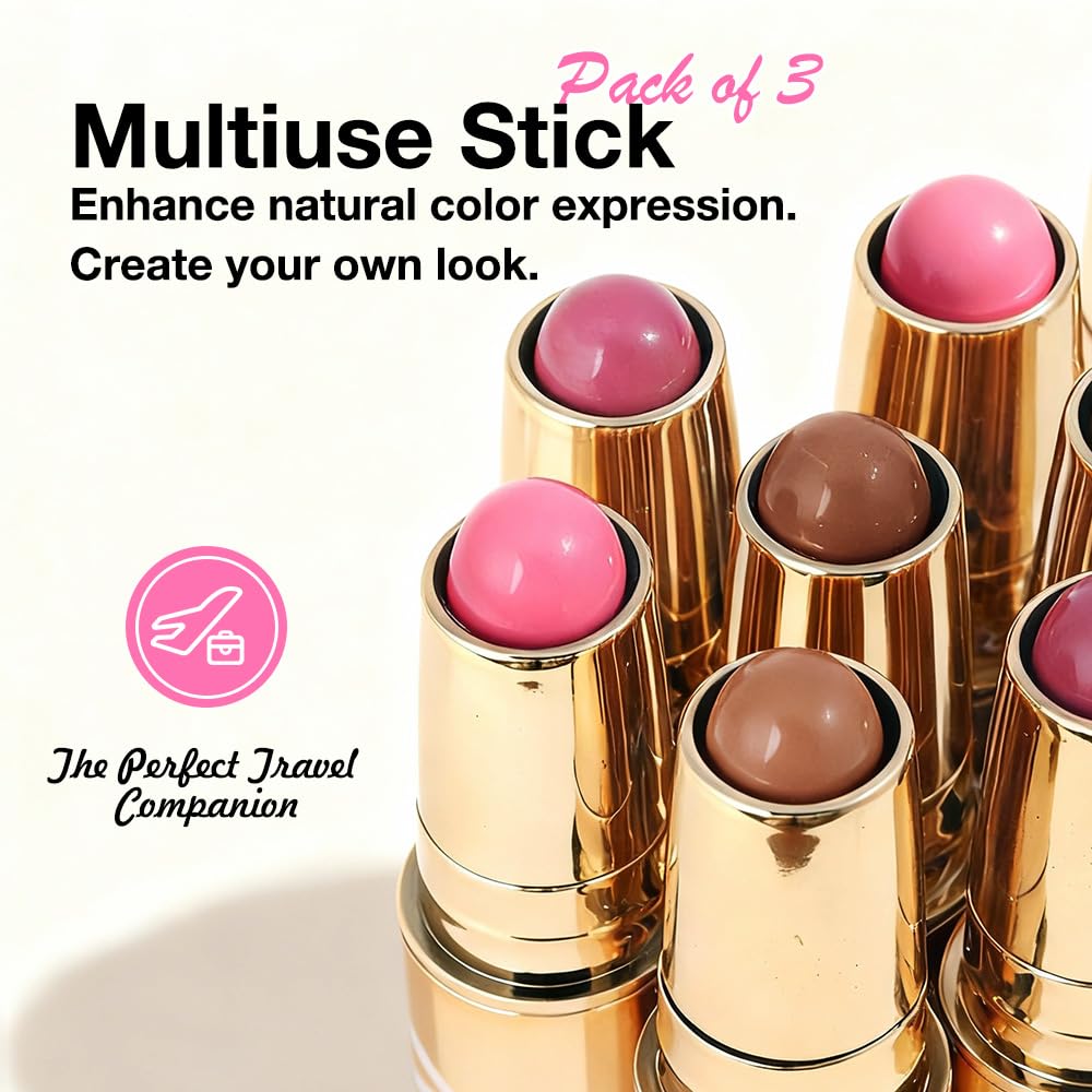 Kaely Contour Blush Stick application on the face demonstrates precise, portable makeup touch-ups.