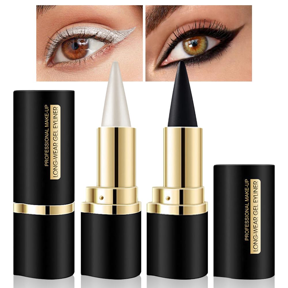 Kaely 2Pcs gel eyeliner pencils in black and silver, front view for daily lining.