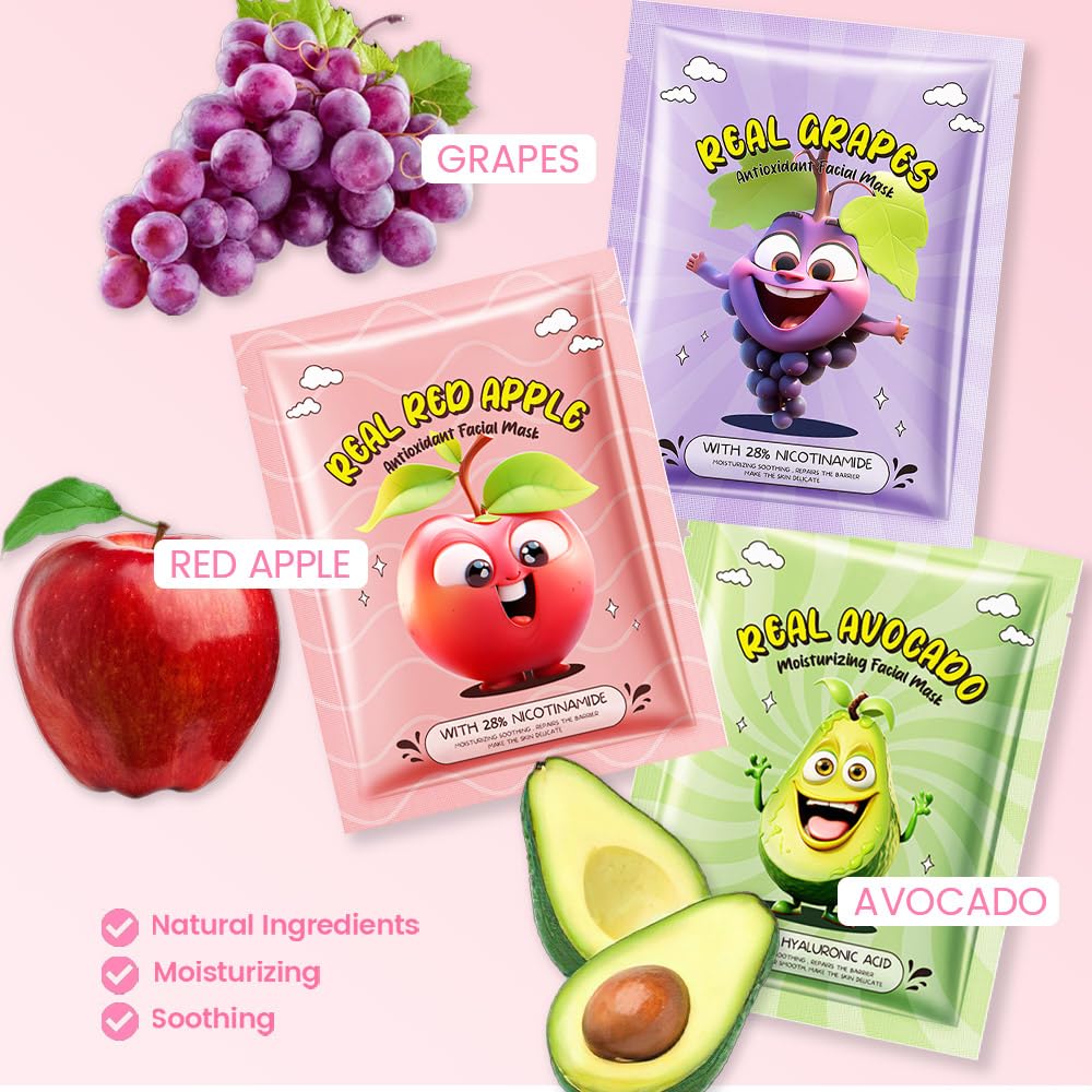 Kaely fruit mask variety pack featuring multiple flavors for hydration