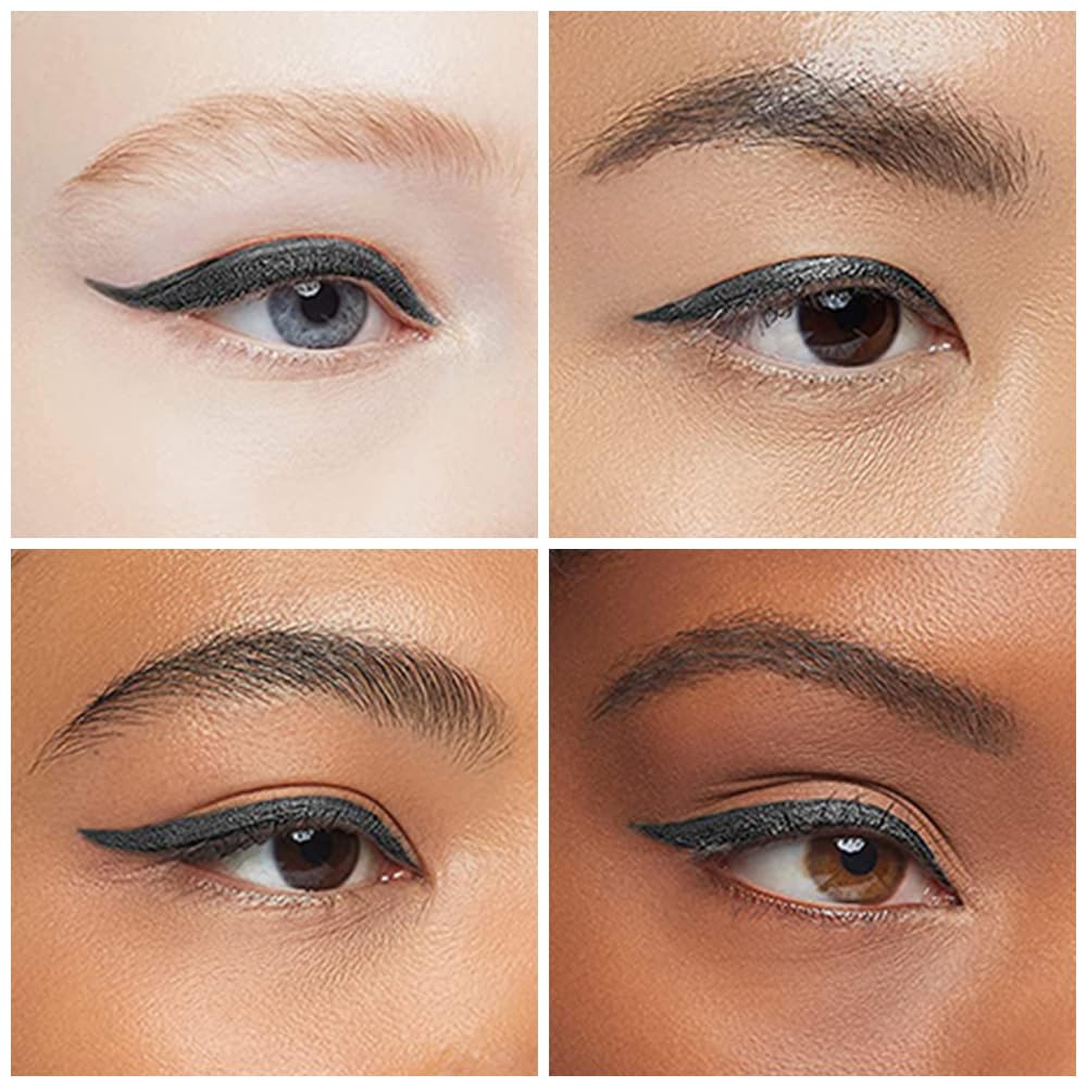 Kaely Gray Gel Eyeliner Pencil cat-eye look with bold definition.