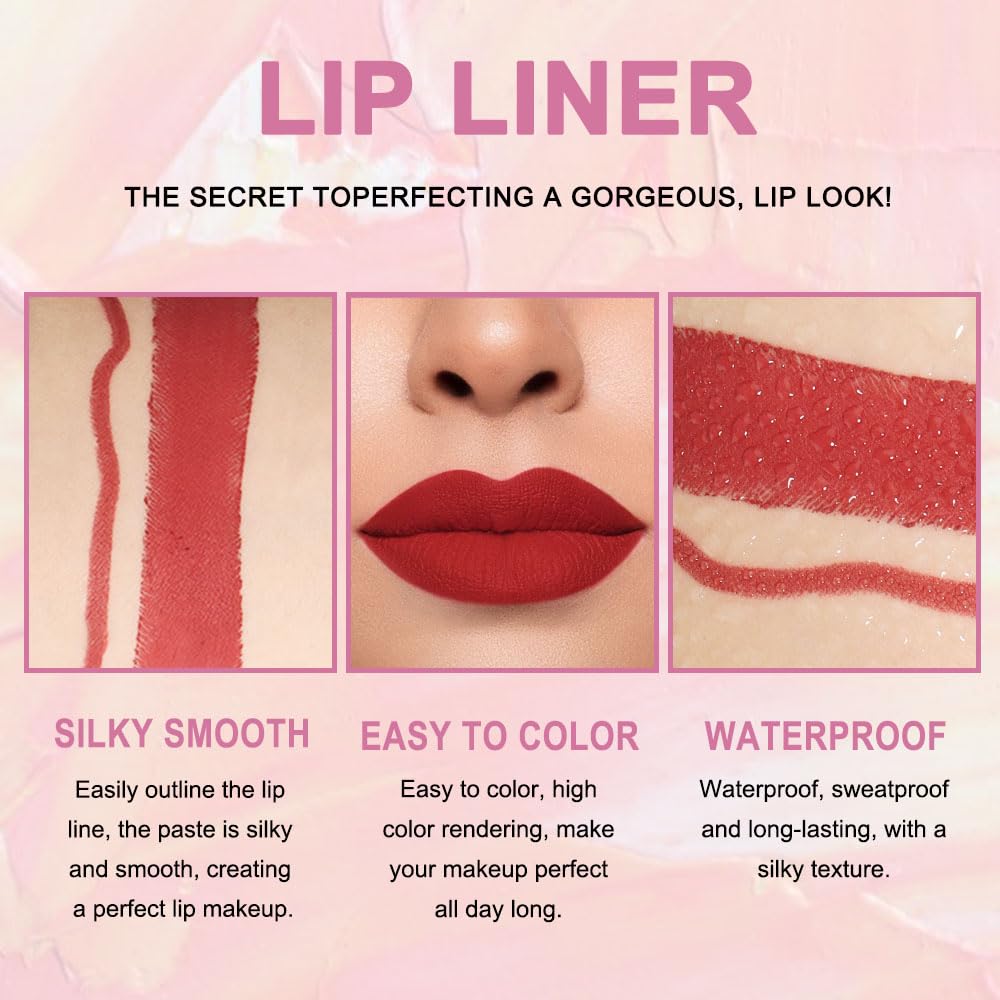 Kaely matte velvet finish waterproof lip colors provide all-day color and smudge resistance.