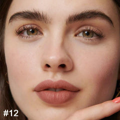 Kaely nude-brown lipstick swatch showing matte waterproof finish.