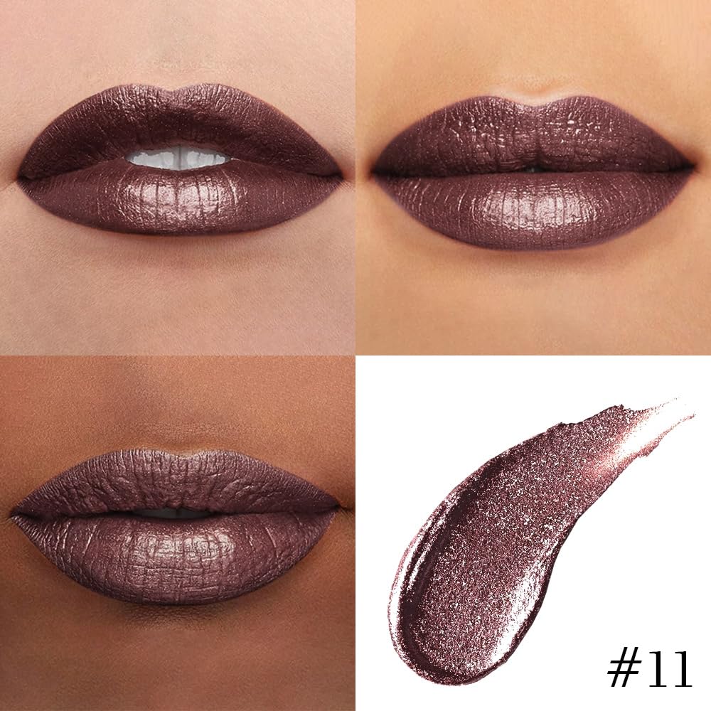 Kaely pearlescent metallic lip gloss swatch highlights pearl-like shimmer.