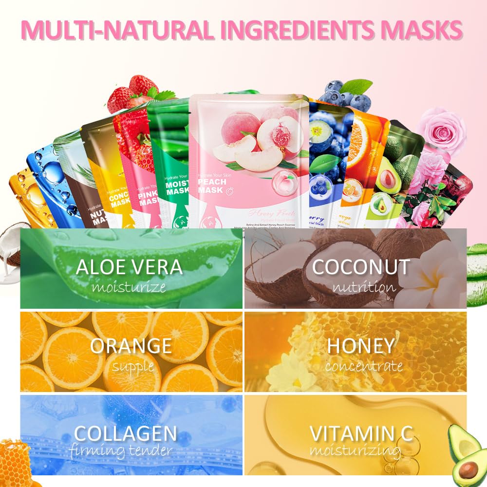 Kaely pomegranate face mask set nourishes soft skin after activities.