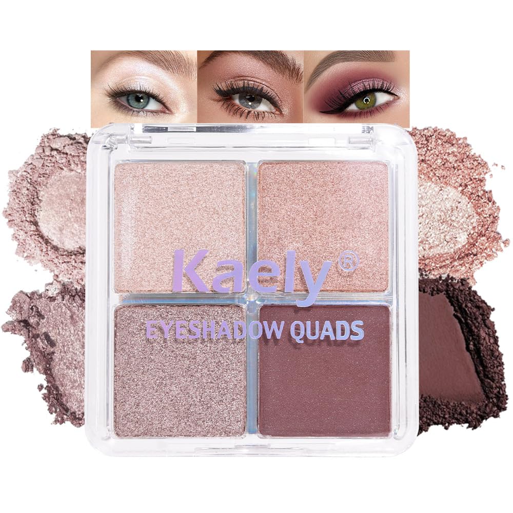 Kaely Powder Eyeshadow Quad cover shot highlights pearl mauve glitter shimmer.