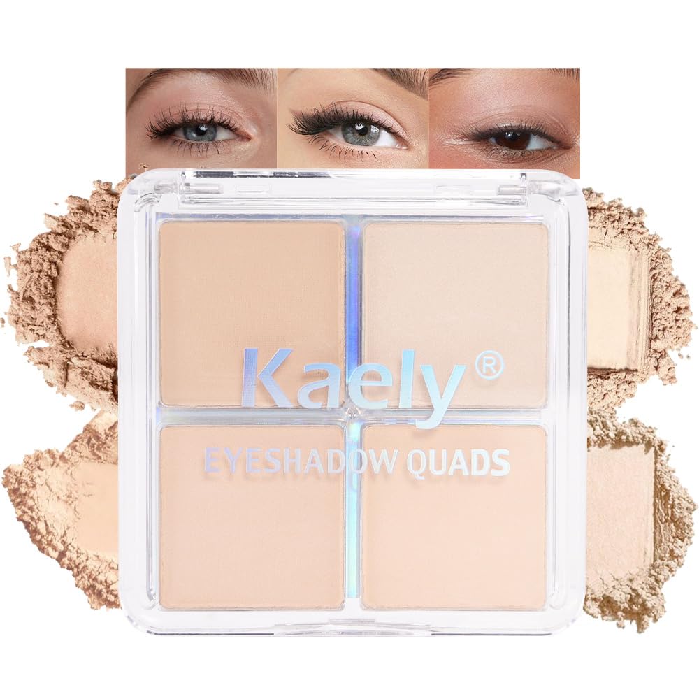 Kaely Powder Eyeshadow Quad in Vanilla Nude Beige for versatile, everyday eye looks.