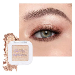 Kaely pressed single eyeshadow in light nude brown shimmer for everyday looks.