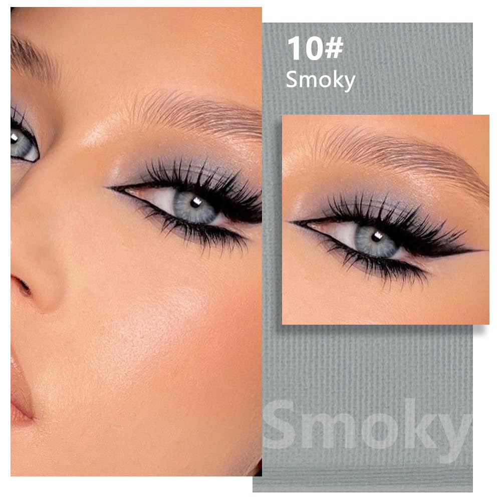 Swatch of Kaely smoky gray shade on skin showing bold color payoff.